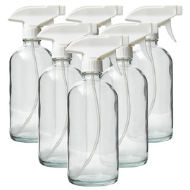 DMSOSTORE Set of 6 Glass Spray Bottles - 16 oz. Capacity, White Trigger Sprayer with Adjustable Nozzle (Mist or Stream), BPA-Free - Ideal for Plant Care, Hair Care, Pet Needs, and Cleaning Tasks