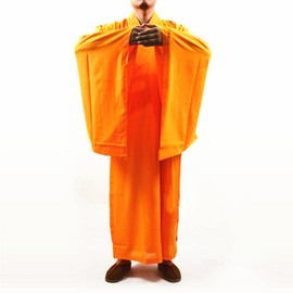 DOREKIN Buddhist Shaolin Monk Kung fu Robe Meditation Long Gown Suit yellow XXL