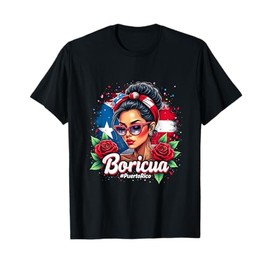 Boricua Puerto Rico Hispanic Heritage Messy Bun T-Shirt