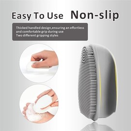 Cepillo de limpieza facial de silicona, cepillo de limpieza facial suave para exfoliacin y masaje para todo tipo de piel (gris  blanco)