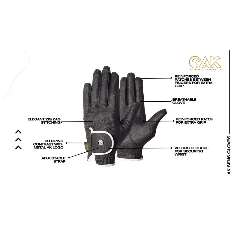 AK Synthetic Grip Horse Riding Gloves All Season Unisex Equestrian