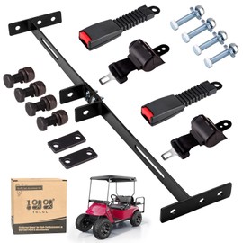 10L0L 2 Passenger Universal Golf Cart Seat Belt Bracket Kit for Yamaha, EZGO TXT/RXV, Club Car DS/Precedent Front Rear Seat, Retractable Seatbelts 42" Long