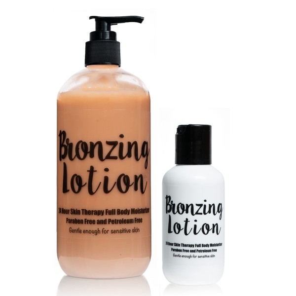 The Lotion Company 24 Hour Skin Therapy Lotion, Indoor/Outdoor Tanning Lotion, Tanning Accelerator/Enhancer, Full Body Moisturizer, w/ Aloe Vera, 16 oz bottle +2 oz travel size