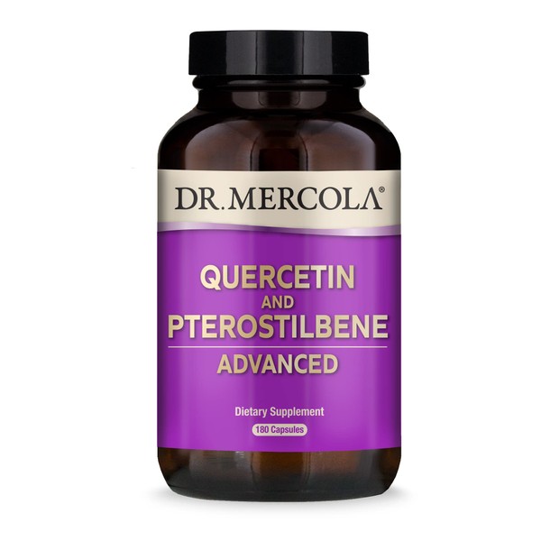 Dr. Mercola Quercetin and Pterostilbene Advanced, 90 Servings (180 Capsules), Non GMO, Gluten Free, Soy Free, 1 Pack