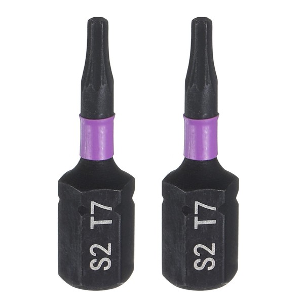 sourcing map 2pcs T7 Torx Screwdriver Bit 1/4" Hex Shank