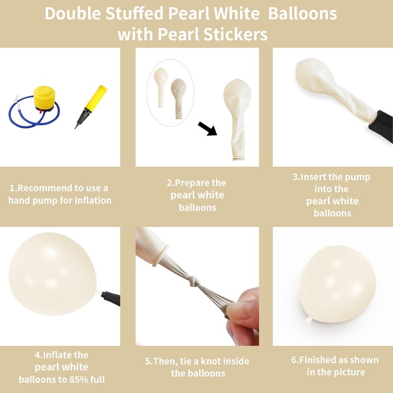 JZCZOEB Double Stuffed Pearl Balloons Different Sizes 116Pcs 5/10/12/18 Inch