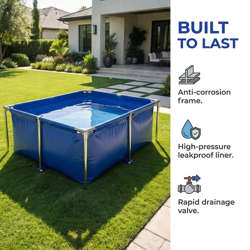 Foldable Canvas Above Ground Fish Pond with Steel Frame &