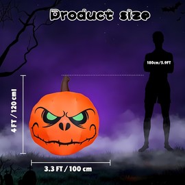 PIPIMOUSE 4 FT Halloween Inflatables Pumpkin Outdoor Decorations