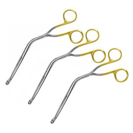 MuskalMed Gold Handle Set of 3 Magill Forceps 10" Infant ENT Anesthesia Instruments EMT EMS Supplies, Medical Tool and Surgical Instrument
