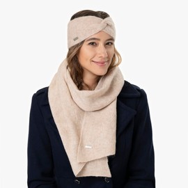 Seeberger Ricarda Scarf with Alpaca Wool Women's Scarf Winter Scarf Wool Scarf Knitted Scarf, lightblue