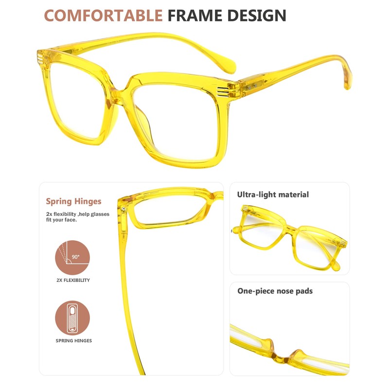 Eyekepper 5-Pack Square Reading Glasses for Women Large Frame Readers
