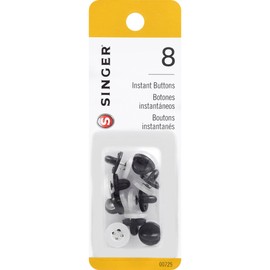 SINGER 00725 No-Sew Instant Button Replacements, 8-Count, White