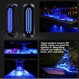 Larlansz Blue 40LED Waterproof Zinc Alloy Deck Transom Stern Led Light, High-Intensity Marine Led Underwater Lights,Pack of 2