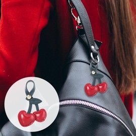 Nogeqi Cherry Charm for Purse Cherry Bag Charm Leather Cherry Keychain for Purse Handbags Decoration Cherry Accessories Bag Charms for Handbags Purse Keychain Cherry Keychain Accessory