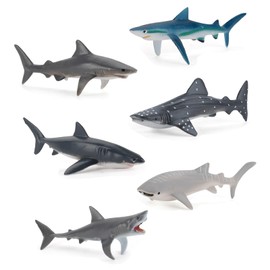 6PCS Shark Toys Set, Beautiful and Exquisite Practical Shark Toy for Christmas Birthday Gift, Megalodon Toy for Marine Animal Collectors Marine Knowledge Education