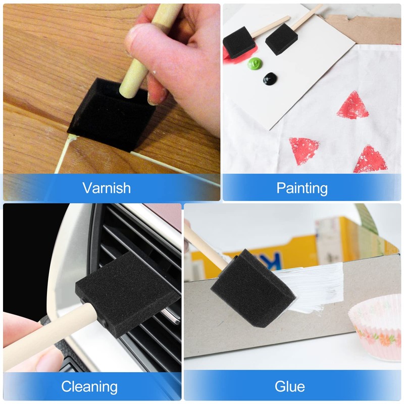20 Pcs Foam Paint Brushes, 2 Inch Wood Handle Sponge