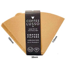 Size 3/No.3/102 Coffee Filter Papers by COFFEE LUSSO, Cone Shaped, Unbleached, Eco Friendly (100)