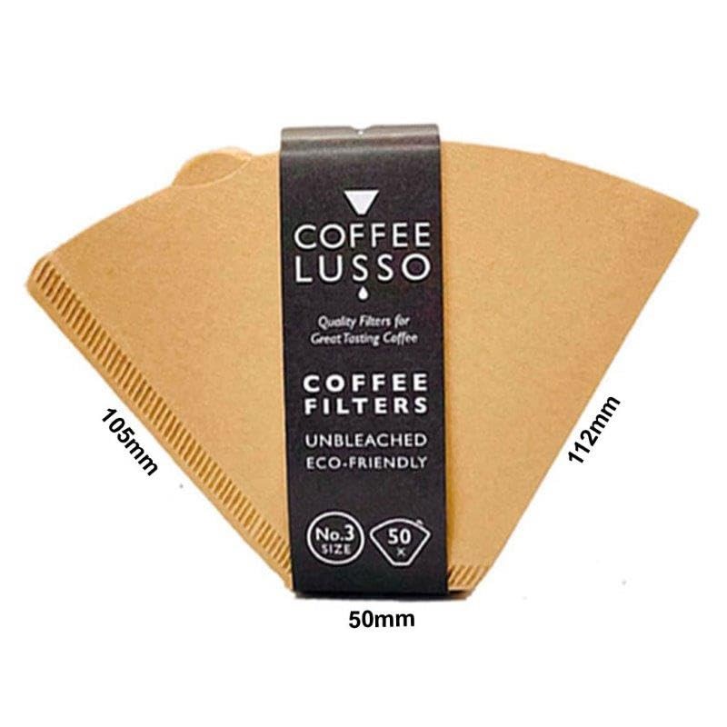Size 3/No.3/102 Coffee Filter Papers by COFFEE LUSSO, Cone Shaped,