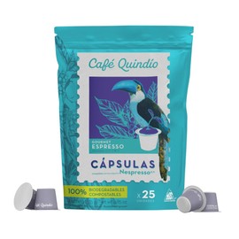 Cafe Quindio Compostable Coffee Pods, compatible with Nespresso Original machines - Gourmet Espresso Coffee - 25 Pods/Bag