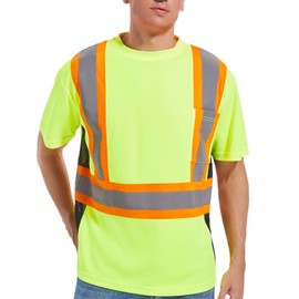ArcRidge Reflective Safety Shirt for Men and Women - Class 2 High Visibility Construction Shirt - Dual Tone Reflective Strips (Yellow, 4X-Large)