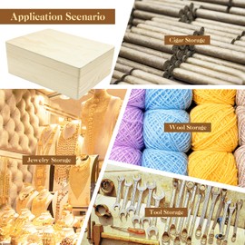 Xpieoyrm Wooden Box with Lid, Practical Organiser Box, Natural Storage Box for Cabinets and Shelves in Kitchen, Jewellery Storage Box, Photo Storage, Tools