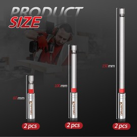 ColumPRO 6-Piece Magnetic Bit Extension Set | 60mm, 100mm, 150mm Hex Shank S2 Steel | Magnetic Drill Bit Holders for Daily Drilling & Screw Removal