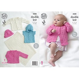 King Cole Baby Double Knitting Pattern Easy Knit Blanket Jackets Gilet & Hat Cottonsoft DK (4430) by King Cole