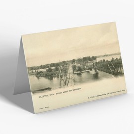 GREETING CARD - Vintage Iowa USA - Clinton. Bridges Across the Mississippi