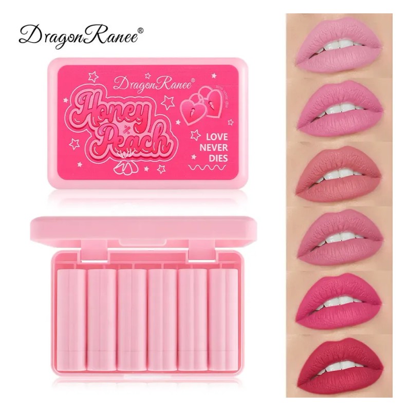 Set Labial Dragon Ranee Mate 6 Tonos Rosados Mini