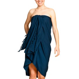 PANASIAM Sarong Unicolour for Men and Women, Multi-Functional Cloth Made of Soft & Light Viscose, Opaque Wrap Skirt, Also Extra Large, Beach Dress Produced by Small Family Business, blue