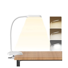COLORLIFE Desk Lamp Clip On Light-7W 2600mAH Flexible Gooseneck Battery Operated Rechargeable Reading Lamp with Clamp & Stepless Brightness for Desk,Piano,Bed Headboard and Computers