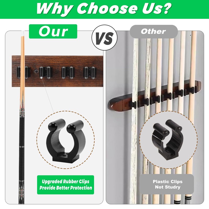 Pool Stick Holder Wall Mount, Pool Cue Set Holder for