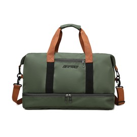 FANDARE Travel Handbag Sports Gym Bag Weekender Carry On Overnight Bags for Women Men Duffle Bag Sport Workout Gym Swim Hospital Shoulder Bag with Luggage Sleeve & Shoe Compartment Green