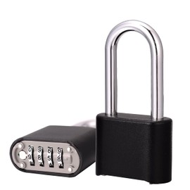 Combination Padlocks,Chumiug 4 Digit Resettable Combination Lock with 2.6 Inch Long Hardened Steel Shackle,Suitable for Outdoor School, Gym,Backyard Fence, Hasps,Shed & Toolbox [2 Pack] (Black - L)