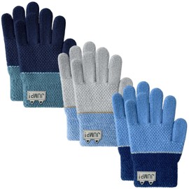MIG4U 3 Pairs Kids Winter Magic Gloves for Boys and Girls, Warm Knit Children Cold Weather Glove Napping Liner, 6-10 Years Old