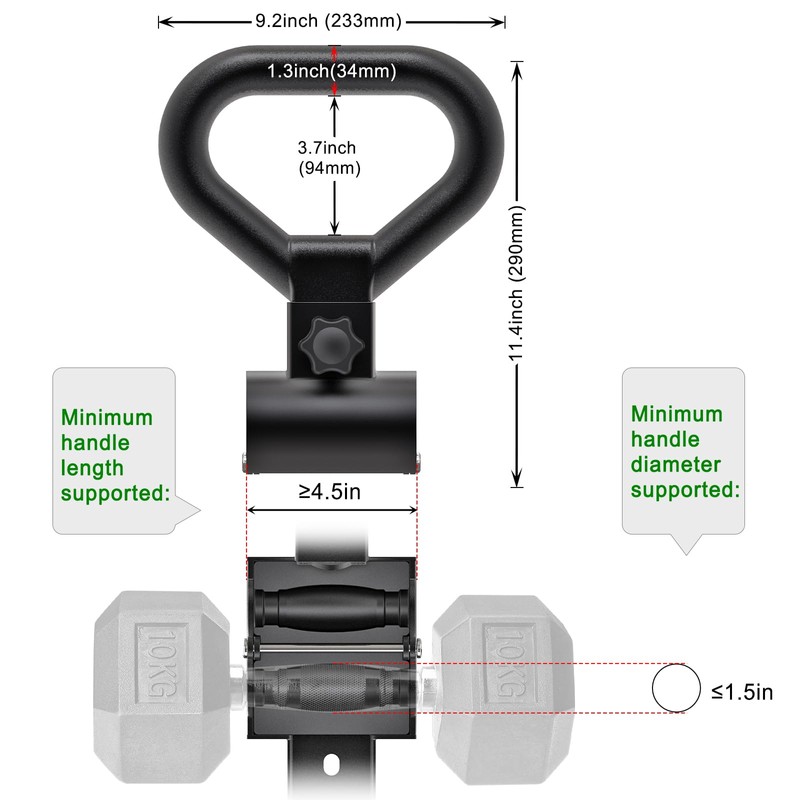 SELEWARE Versatile Steel Dumbbell to Kettlebell Converter Handle, Non-Slip Ergonomic