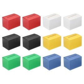 PATIKIL Raffle Box, 12 Pcs 6.5 x 4.5 x 4.5 Inch Cardstock Suggestion Box with Removable Header Board in White/Black/Yellow/Blue/Green/Red