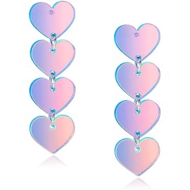 Mintolex Pink Heart Earrings for Women Colorful Acrylic Love Earrings Y2k Heart Shaped Earrings, Lightweight Sparkle Statement Prom Dangle Earrings, Blue