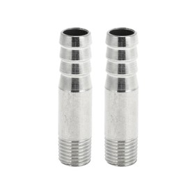 Hihaha Hose Barb Fittings 1/4" Male BSPT Tubing Connector for Air Water Oil Gas Fuel 201 Stainless Steel 2 Pcs Silver Tone