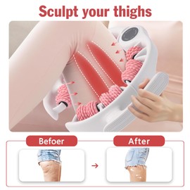 Qkiky Cellulite Massage Tool Lymphatic Drainage Massager for Thighs & Legs & Buttocks, Anti Cellulite Roller with Detachable Handles Fascia Massage Tool for Contoured & Smoother Skin, White-Pink