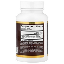 California Gold Nutrition, Organic Lion's Mane Mushroom, Veggie Capsules 90 Tablets / California Gold Nutrition (캘리포니아골드뉴트리션), 유기농 노루궁뎅이버섯, 베지 캡슐 90정