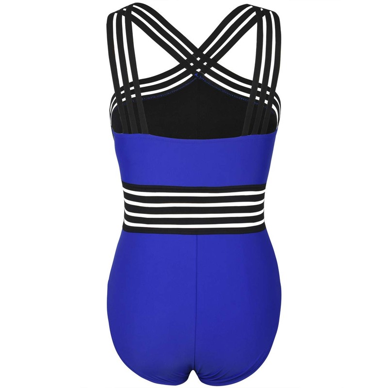Hilor Women's One Piece Swimwear Front Crossover Swimsuits Hollow Bathing