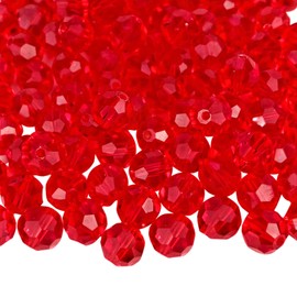 Jmassyang 50 Pieces 10mm Faceted Round Crystal Glass Beads Spacer Beads for Jewelry Making, Bracelets Necklaces Earrings Wind Chimes Suncatchers (Red)