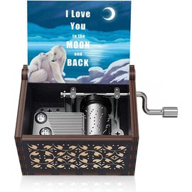 I Love You to the Moon and  Music Box Christmas  for Daughter Son Mom Dad, Birthday Anniversary for Grandma Granddaughter Hand Crank Musical Box - Color: To My Daughter