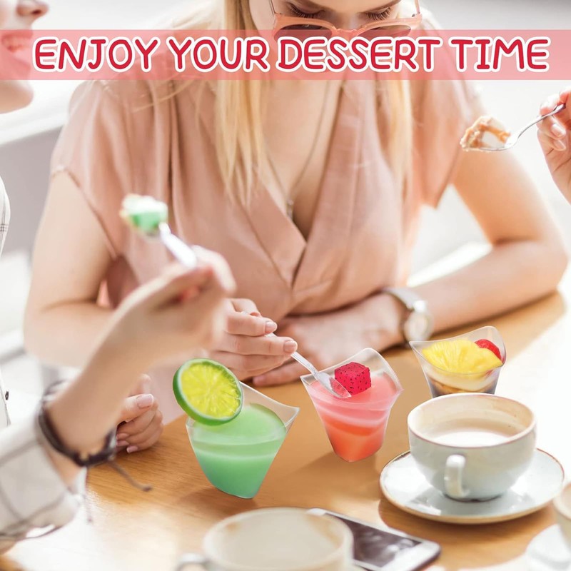 Paquete de 50 Tazas de Postre con Cucharas, Mini Tazas
