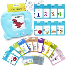 Toddler Toys Flash Cards Spanish - 510 Sight Words Pocket Speech Therapy Toys - Bilingual Talking Flash Cards - Autism Sensory Toys for Autistic Children - Learning Montessori Tool Blue
