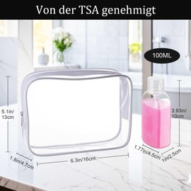 Decorniqu Reiseflaschen für Toilettenartikel, 100 ml, TSA-zugelassen, Reisegröße, auslaufsicher, Reise-Shampoo- und Conditioner-Flaschen, leere Kunststoff-Quetschflaschen mit Klappdeckel