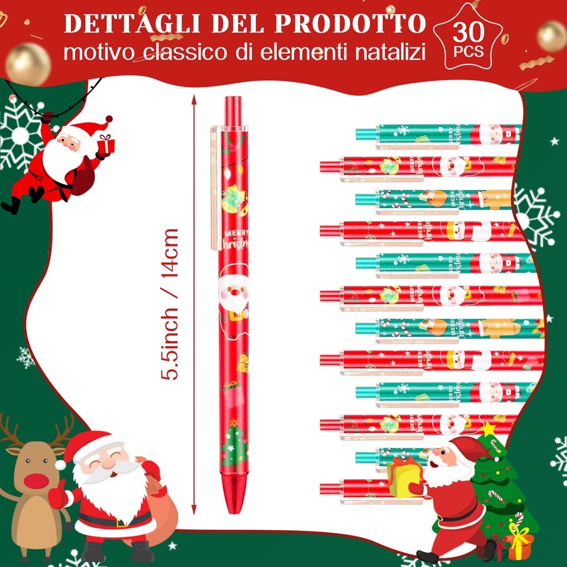 Pack of 30 Christmas Ballpoint Pens, Christmas Gadget Christmas Bauble