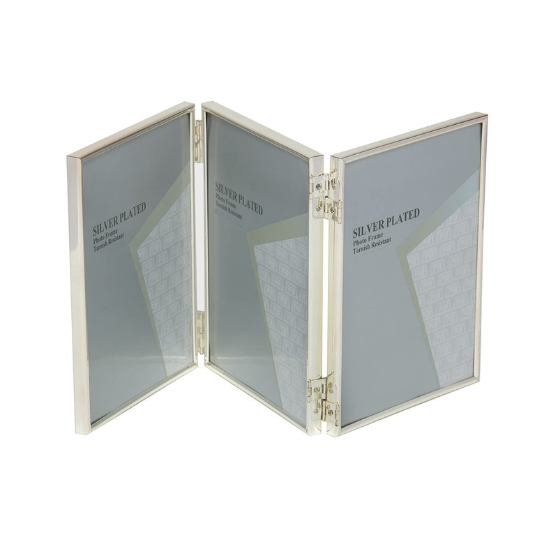 3.5 x 5-inch Silver Thin Edge TRIPLE PORTRAIT Photo Frames
