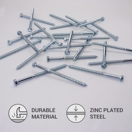 (Pack of 70) DIN 571 Galvanised Steel Hexagon Wood Screws M5 x 80 mm Hex Bolt Key Screws Hex Bolts Carriage Screws (70, M5 x 80 mm)